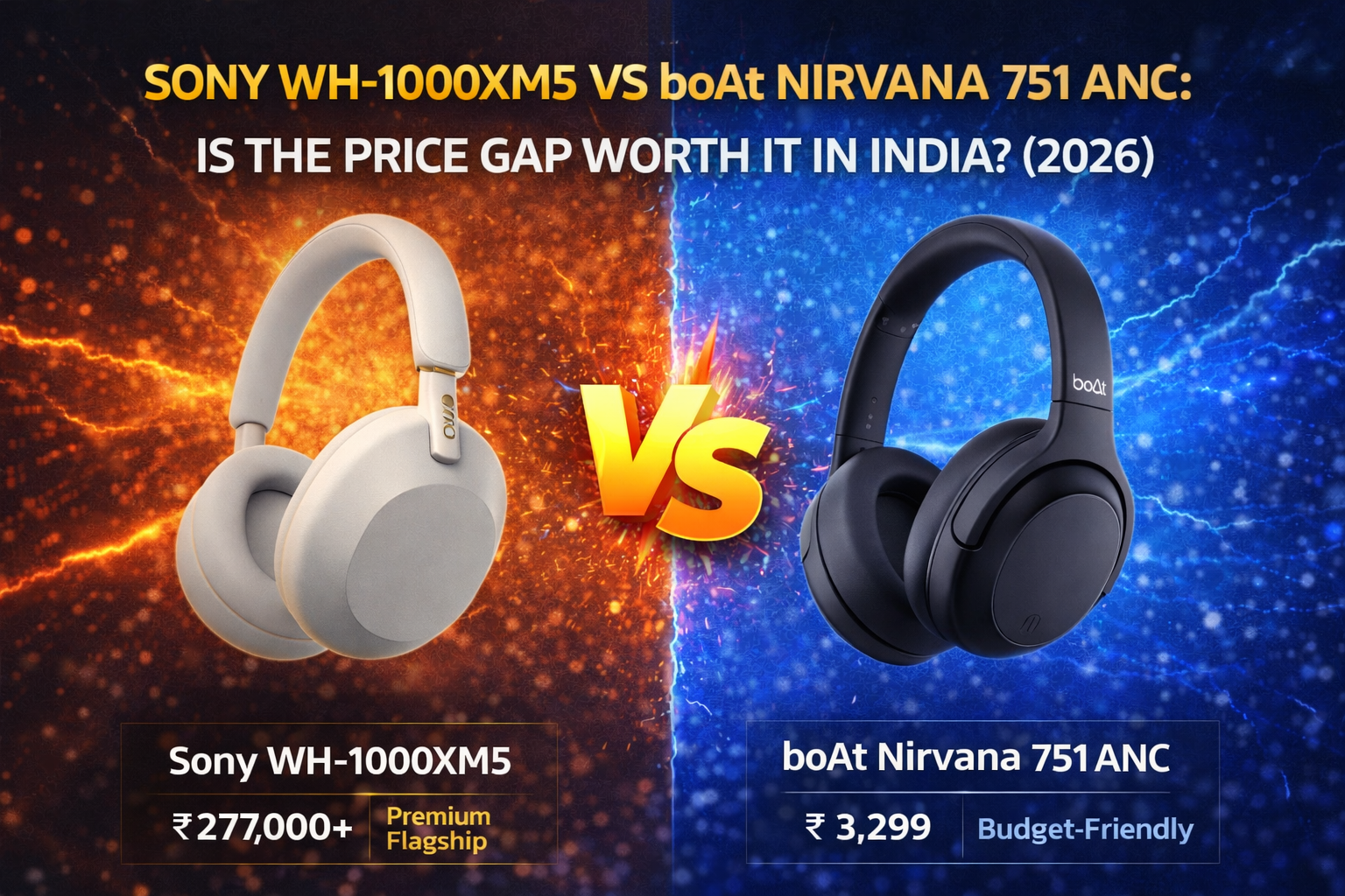 Sony WH-1000XM5 vs boAt Nirvana 751 ANC India: Worth the Price Gap?